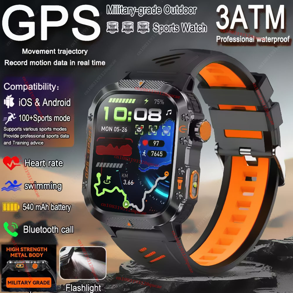 Watch Display Pillow - นาฬิกาสมาร์ทวอทช์ทหารสำหรับกิจกรรมกลางแจ้ง ปี 2026 สำหรับผู้ชาย พร้อม GPS