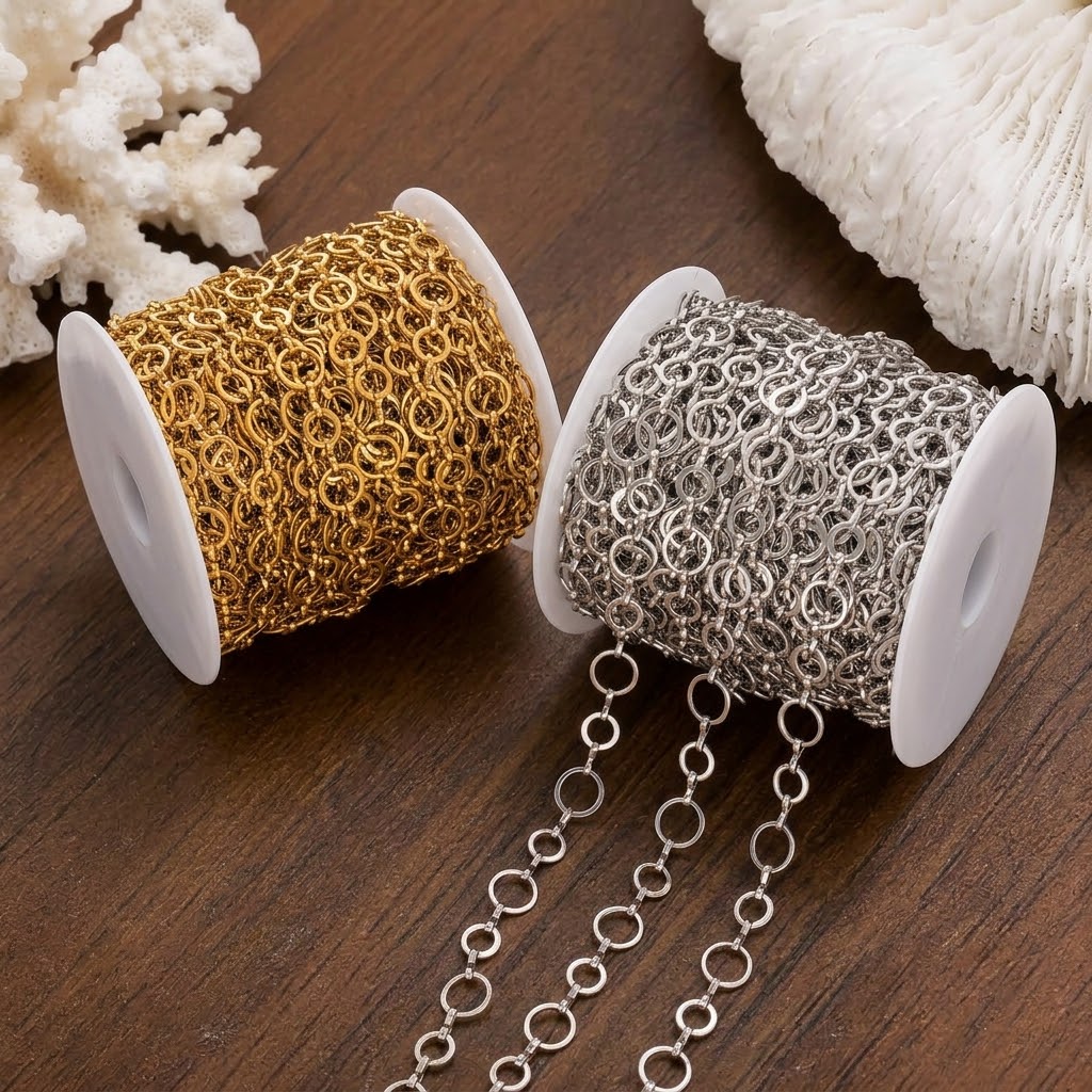 Bracelet Link Remover - โซ่โอริงสแตนเลสขัดเงา 1 เมตร สำหรับทำสร้อยคอ สร้อยข้อมือ DIY