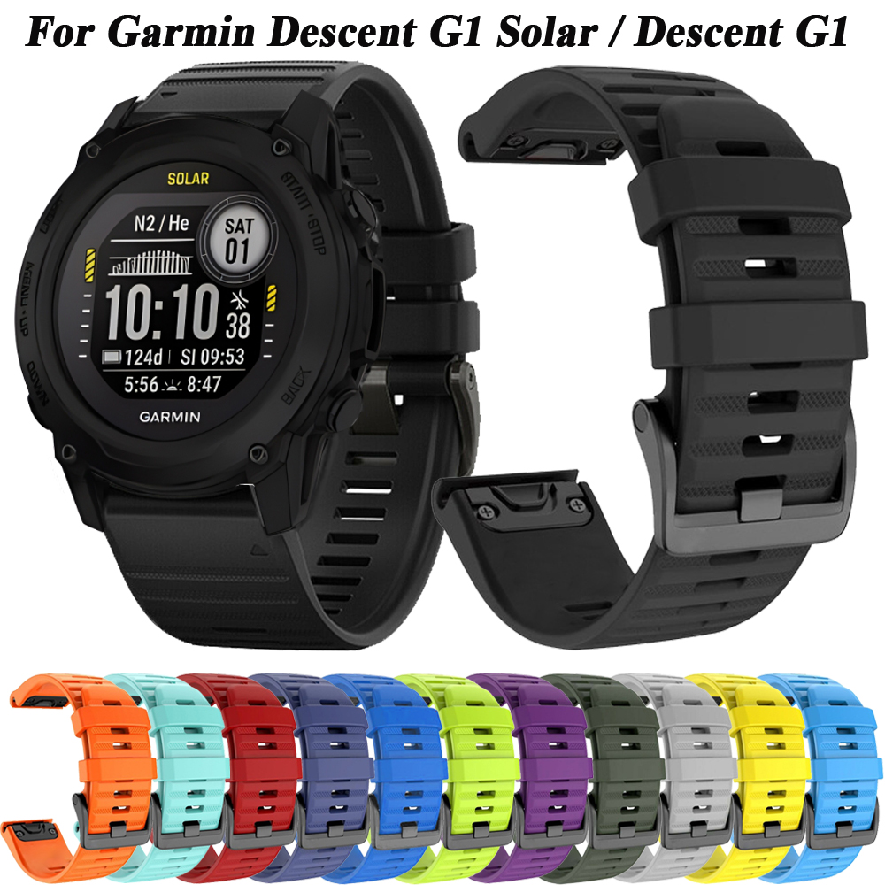 Smartwatch English - Quickfit ซิลิโคนสายรัดกีฬาสําหรับ Garmin Descent G1 Solar