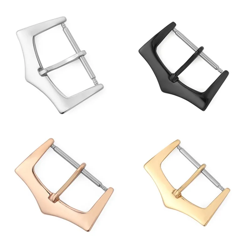 Replacement Watch Bracelet - 18/20/22 มม.สแตนเลสสตีลเงินทองสีดําสร้อยข้อมือ Universal โลหะ PIN Clasp
