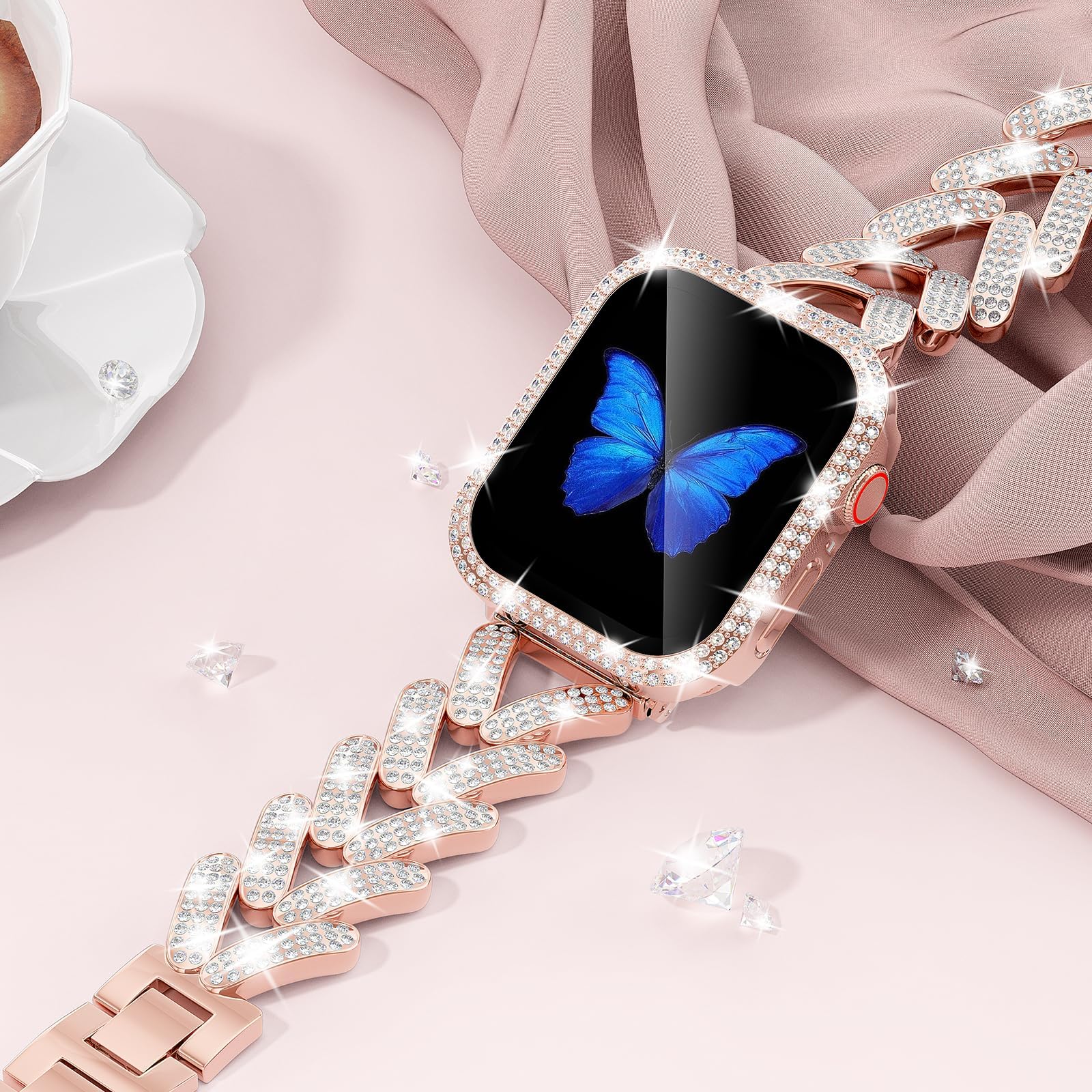 Smartwatch Slim Watches For Men - Bling สําหรับ Apple Watch สายคล้อง 40