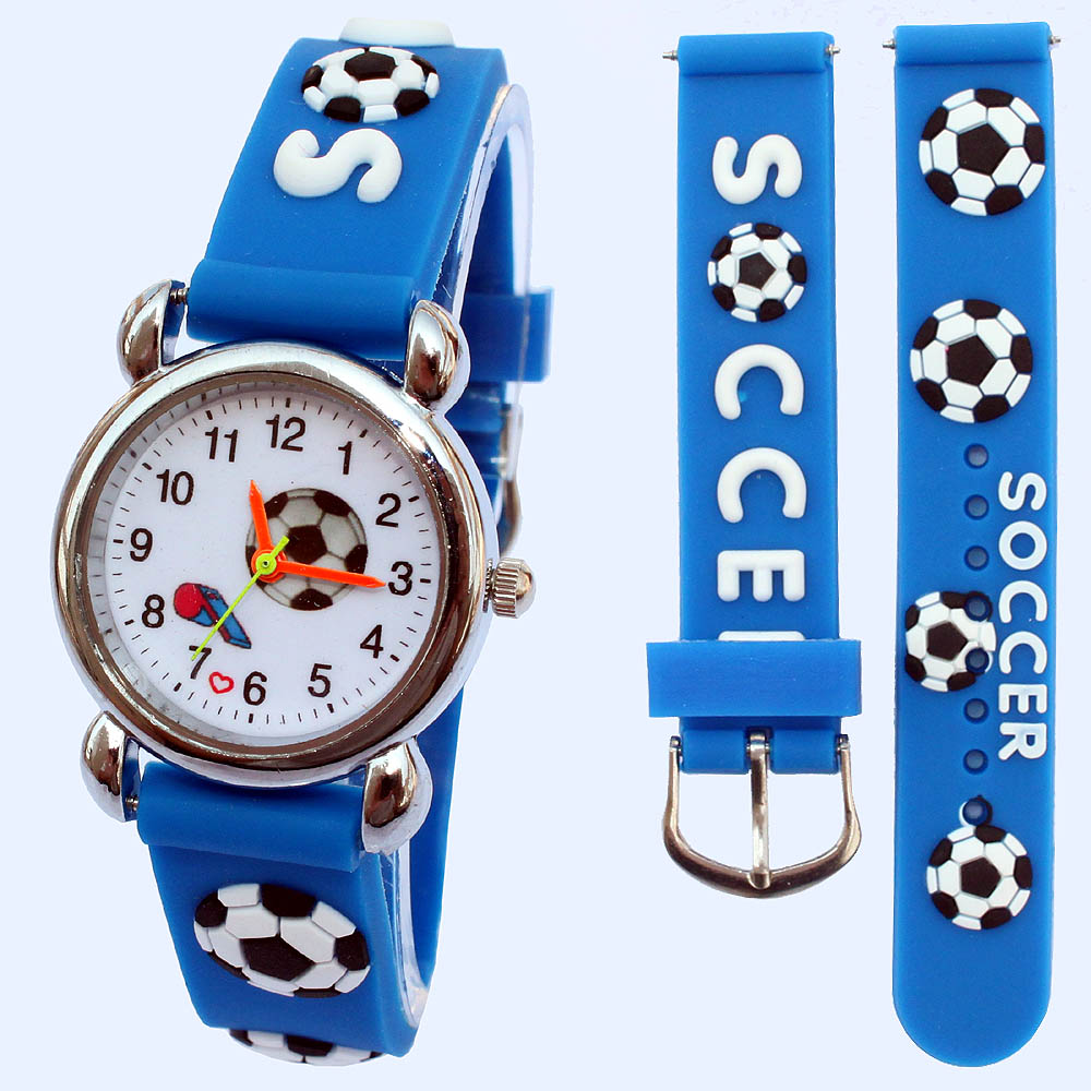 Silicone Sport Band - ยอดนิยม3Dกีฬาฟุตบอลสไตล์ซิลิโคนเด็กนาฬิกาควอตซ์นาฬิกาผู้หญิงนาฬิกาการ์ตูนAnalogนาฬิกาข้อมือ