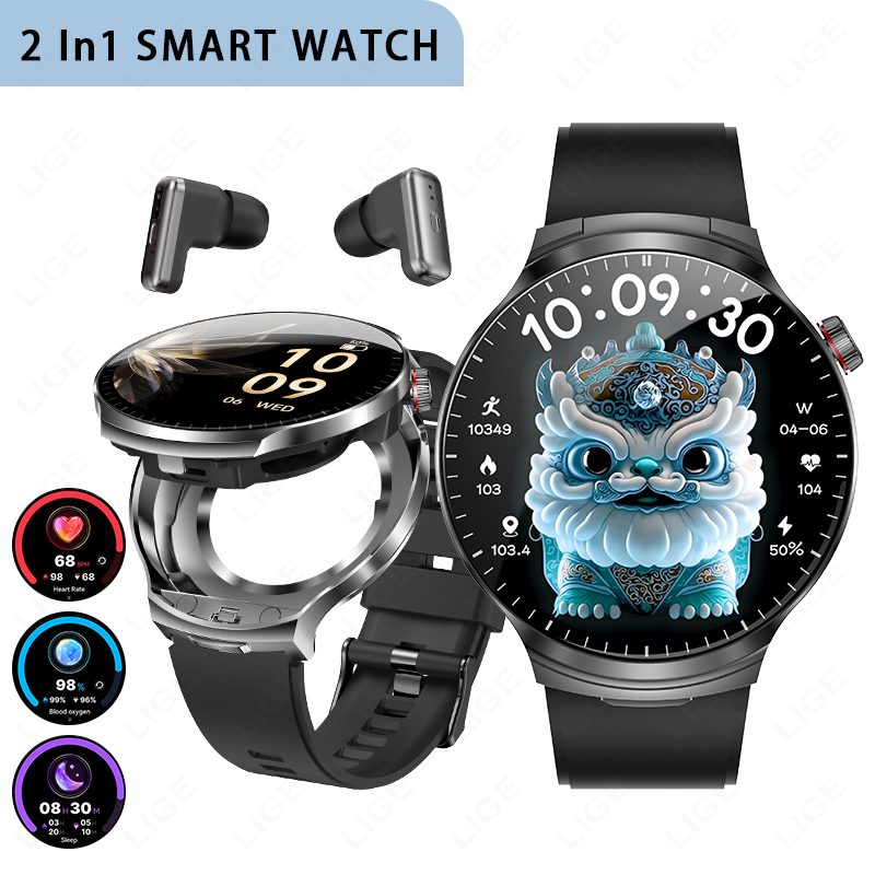 Smartwatch Noise Watches For Men - LIGE นาฬิกาอัจฉริยะรุ่นใหม่ TWS 2 in 1
