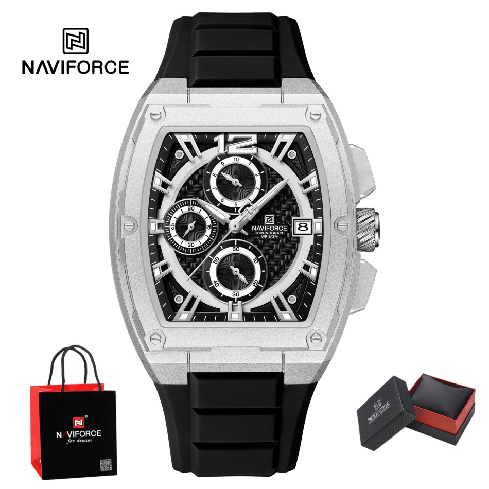 Silicone Sport Band - นาฬิกาข้อมือผู้ชาย NAVIFORCE กันน้ำ หรูหรา สปอร์ต ลำลอง