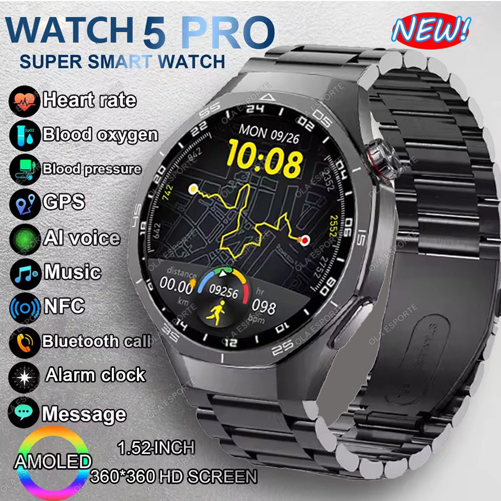 Heart Rate Gps Watch - นาฬิกาอัจฉริยะรุ่นใหม่ Watch 5 Pro หน้าจอ AMOLED