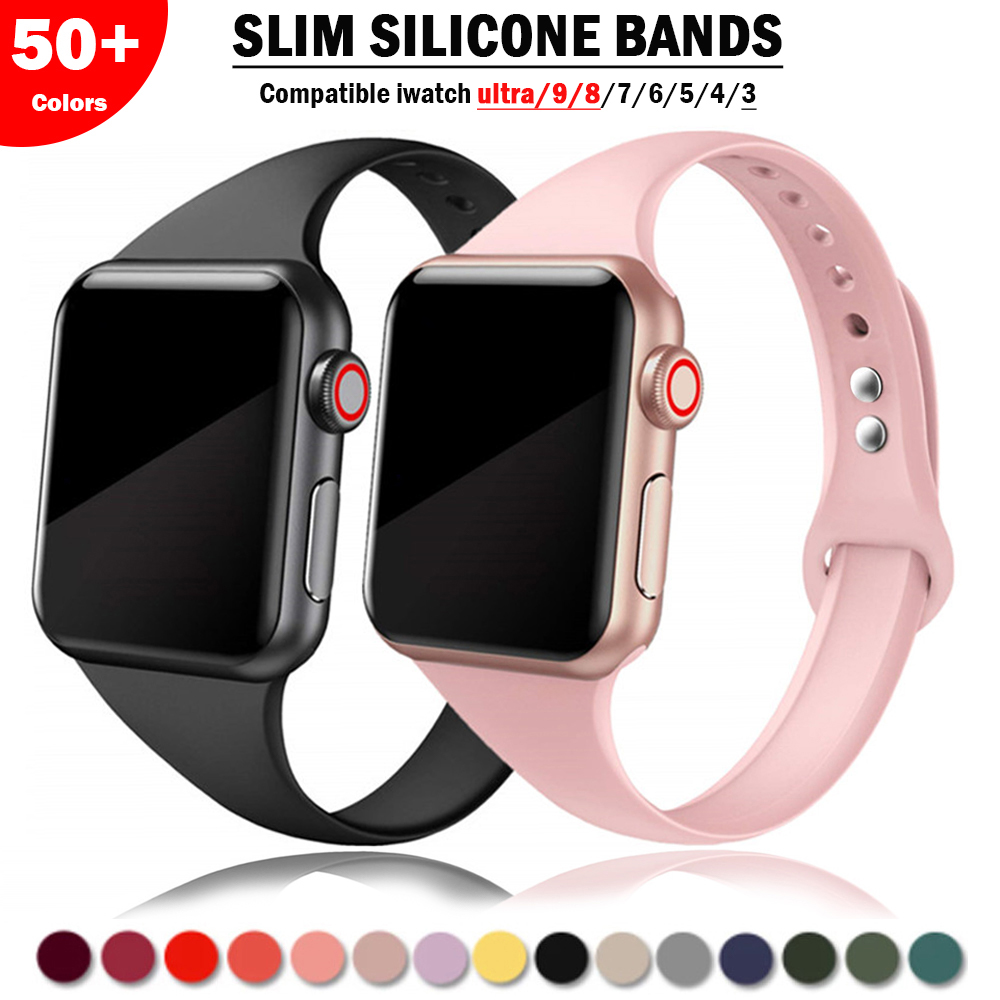 Smartwatch Slim Watches For Men - สายซิลิโคนบางสําหรับ Apple Watch band 45 มม.44