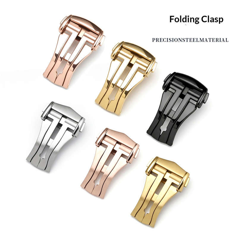 Replacement Watch Bracelet - 304 สแตนเลสสตีลนาฬิกาหัวเข็มขัดแบบพับได้สำหรับโอเมก้า 14 มม. 16 มม.