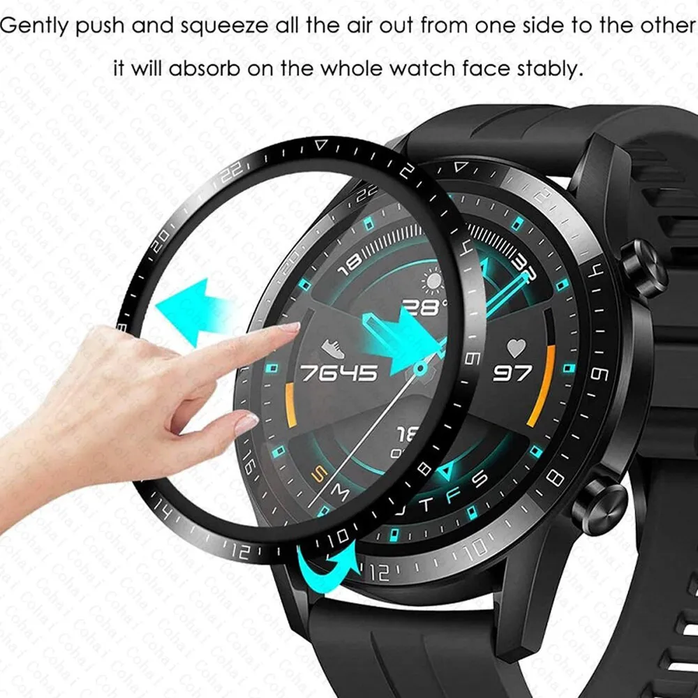 Smartwatch English - กระจกนิรภัยขอบโค้ง 20D สำหรับนาฬิกาหัวเว่ย GT2 โปร GT3