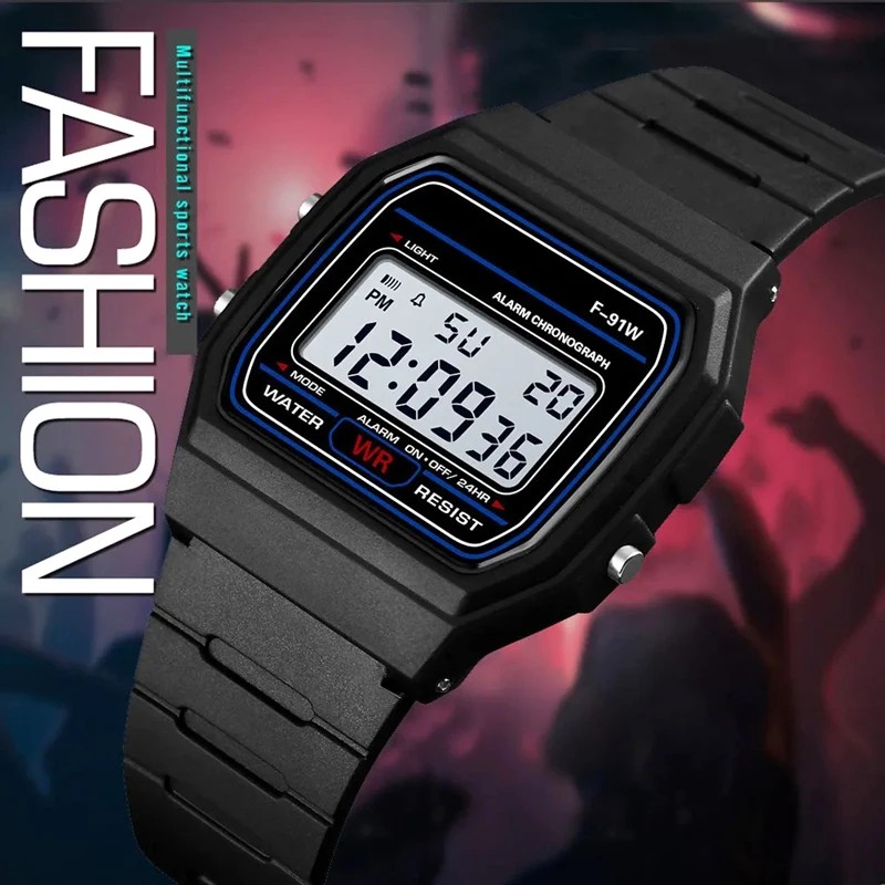 Silicone Sport Band - นาฬิกาดิจิตอล LED แบบสปอร์ตสำหรับผู้ชายผู้หญิงเด็กหน้าปัดสี่เหลี่ยมเล็กเรียบง่ายนาฬิกาอิเล็กทรอนิกส์สำหรับเด็กสายซิลิโคนนาฬิกาแฟชั่นบุรุษ