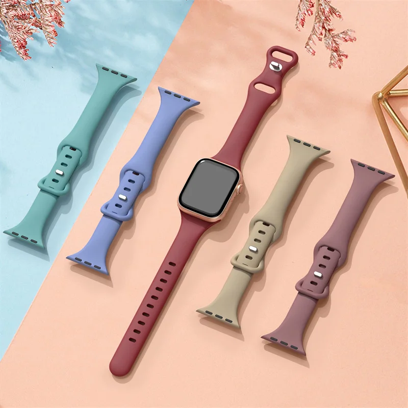 Smartwatch Slim Watches For Men - สายซิลิโคนบางสําหรับ Apple Watch 10 46 มม.สายรัด