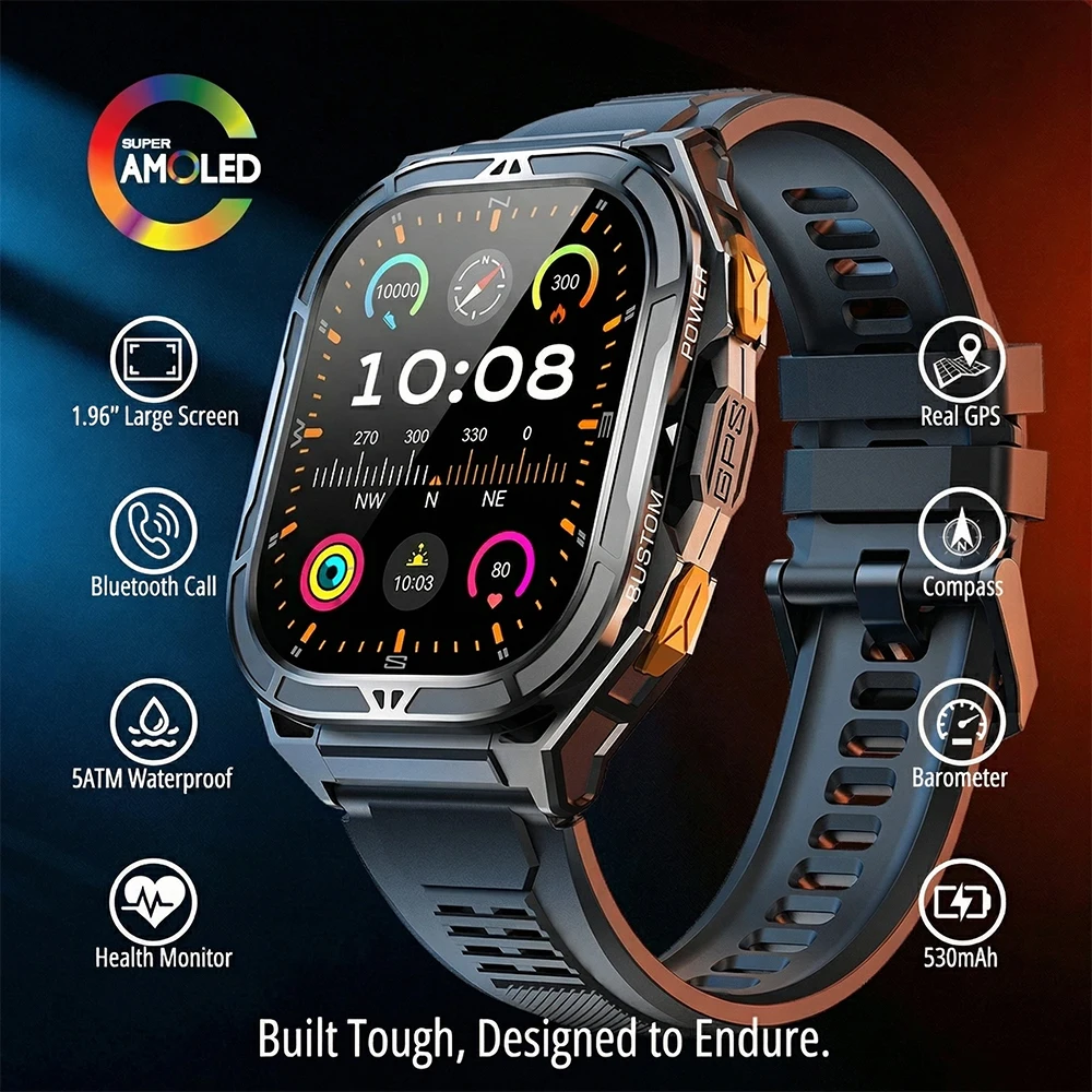 Smartwatch Watches For Men Digital - สมาร์ทวอทช์ AMOLED ระดับหรู พร้อม GPS แท้