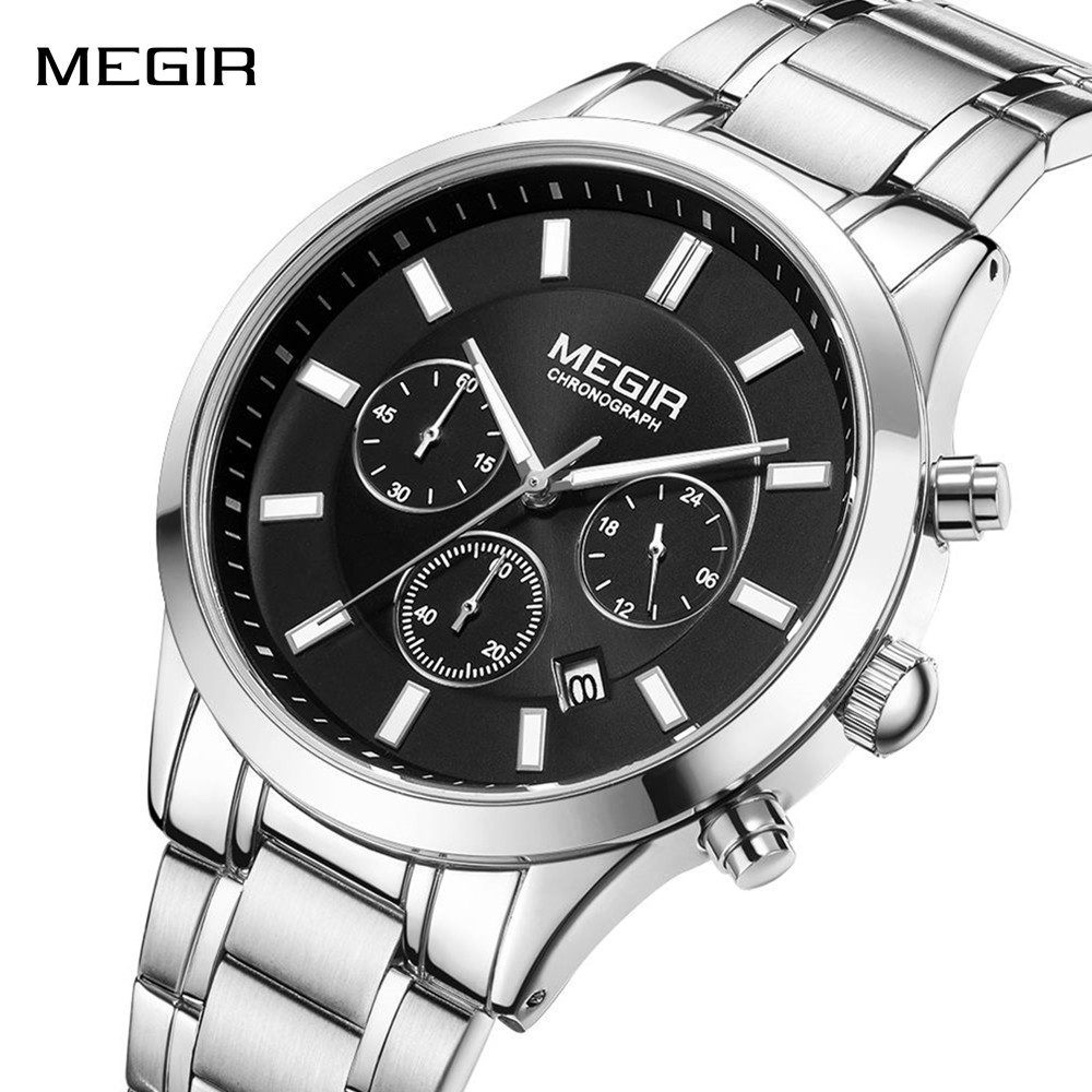 Smartwatch Watches For Men Digital - นาฬิกาข้อมือผู้ชายแฟชั่นแบรนด์ MEGIR ระบบควอตซ์ โครโนกราฟ เรืองแสง กันน้ำ