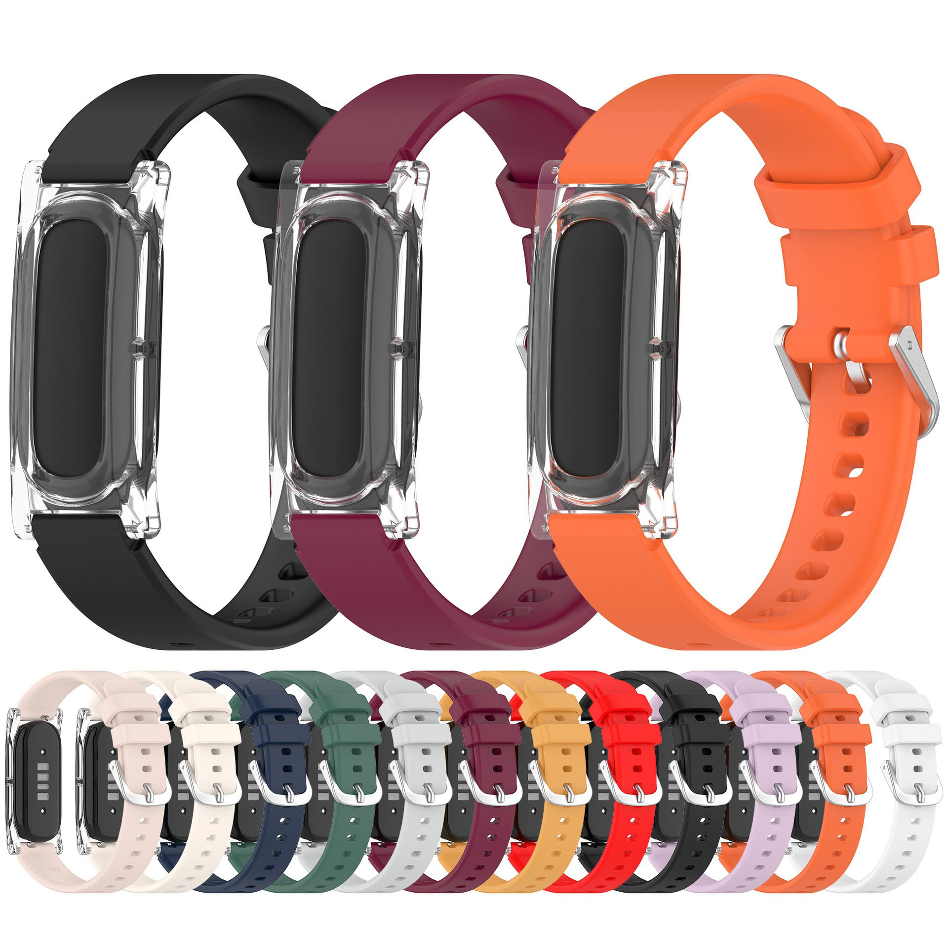 Silicone Sport Band - สายซิลิโคนที่เข้ากันได้กับกูเกิล ฟิตบิท แอร์สายรัดข้อมือแบบสปอร์ตแบบปรับได้น้ำหนักเบาสำหรับผู้ชายผู้หญิงฟิตเนส