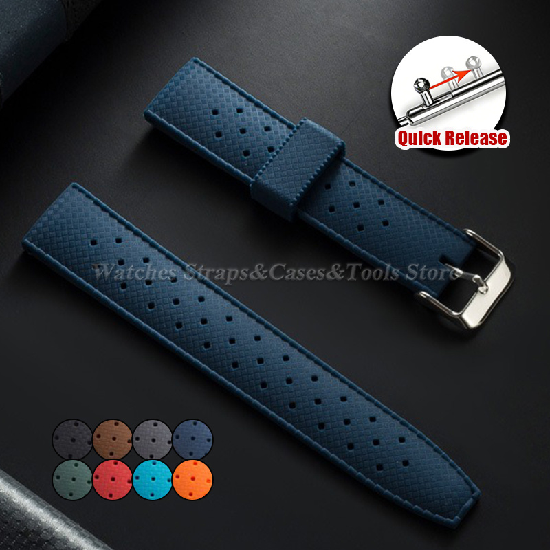 Smartwatch Premium Watches For Men - สายนาฬิกายางพรีเมียมแบบทรอปิคอล 20 มม. 22 มม. สายรัดข้อมือแบบปลดเร็วอเนกประสงค์สำหรับสมาร์ทวอทช์ผู้ชายผู้หญิงสายนาฬิกาซิลิโคนแบบนุ่ม