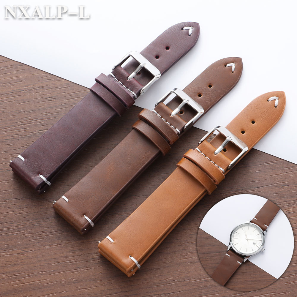 Smartwatch Vintage Watches For Men - สายนาฬิกาหนัง PU แบบเย็บ ขนาด 18 มม.