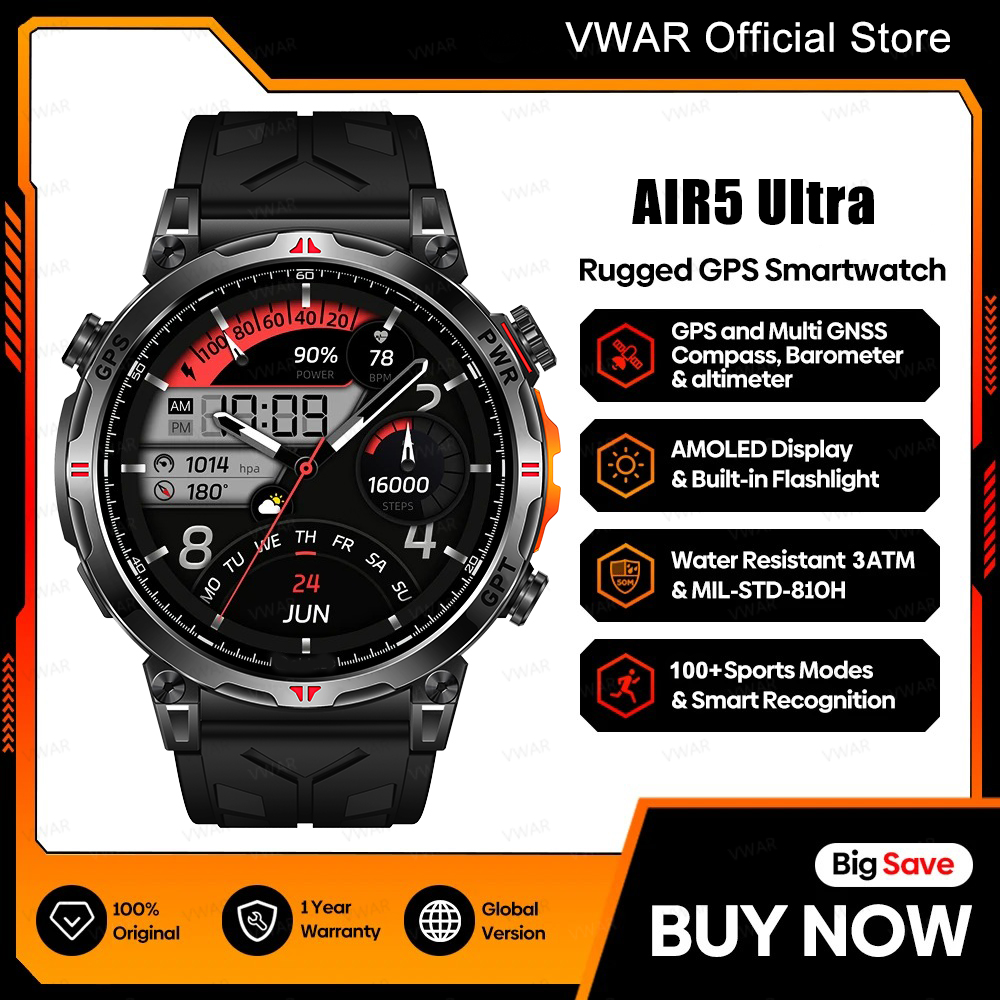 Watch Vs Smartwatch - VWAR Air5 อัลตร้า GPS สมาร์ทวอทช์ 1.56