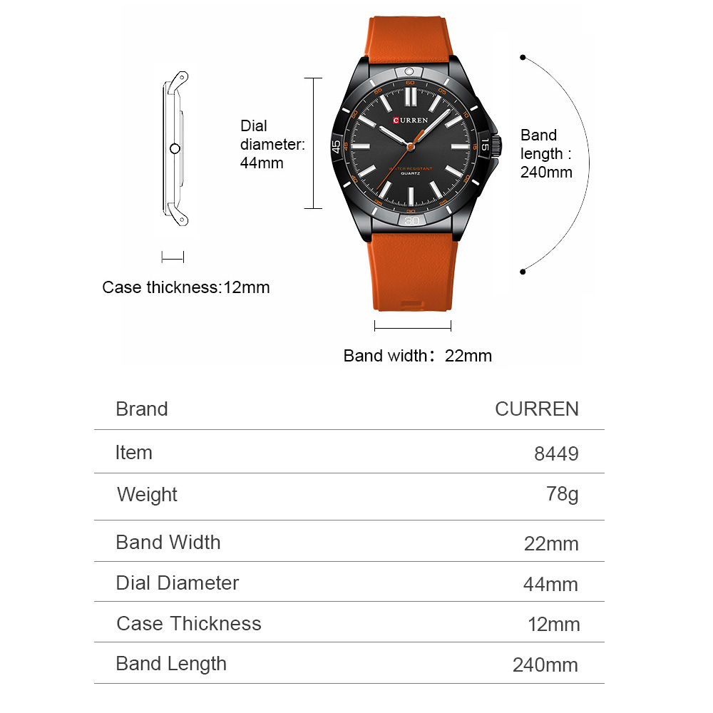 CURREN ผู้ชายมินิมอลลิสต์ สปอร - Silicone Sport Band บทวิจารณ์และราคา