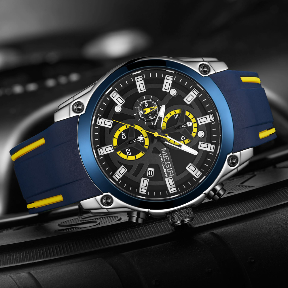 MEGIR ผู้ชายควอตซ์นาฬิกาแบรนด์ - Silicone Sport Band บทวิจารณ์และราคา