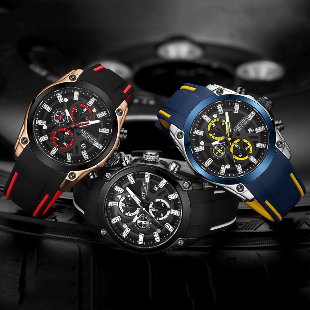 MEGIR ผู้ชายควอตซ์นาฬิกาแบรนด์ - Silicone Sport Band บทวิจารณ์และราคา