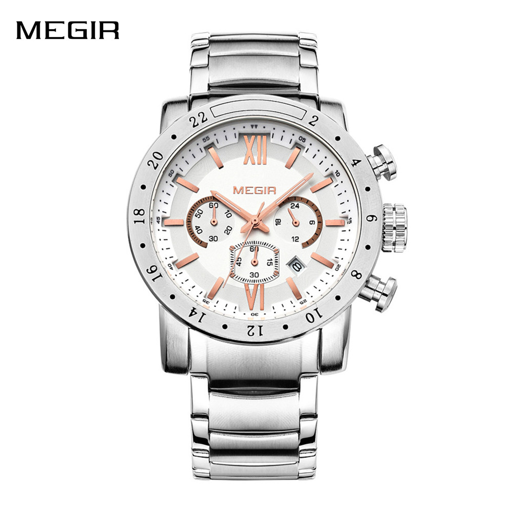 MEGIR นาฬิกาลำลองสแตนเลสสำหรับ - Smartwatch Watches For Men Digital บทวิจารณ์และราคา