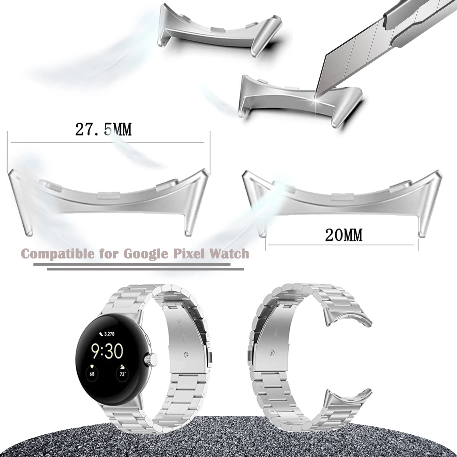 1/2 คู่โลหะสําหรับ Google Pixe - Replacement Watch Bracelet บทวิจารณ์และราคา
