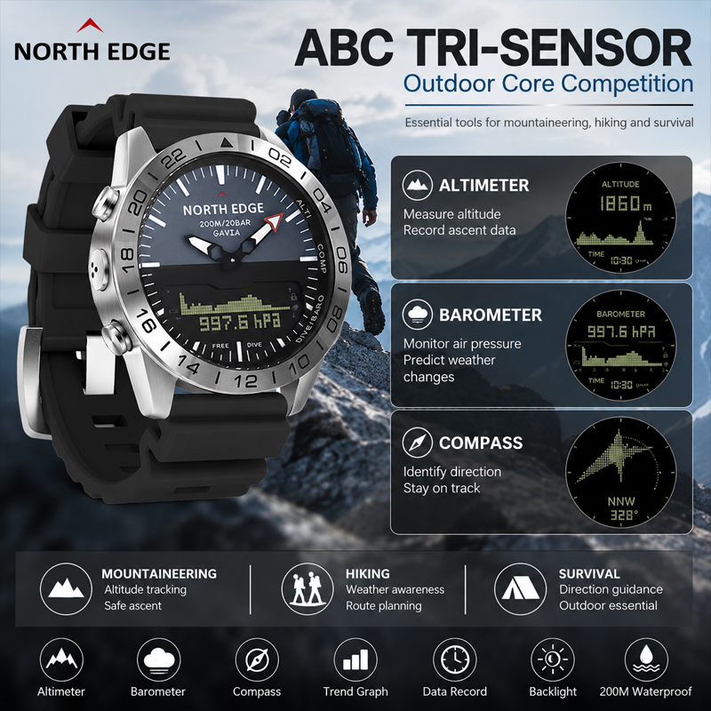 NORTH EDGE นาฬิกาดำน้ำสำหรับผู - Smartwatch Army Watches For Men บทวิจารณ์และราคา
