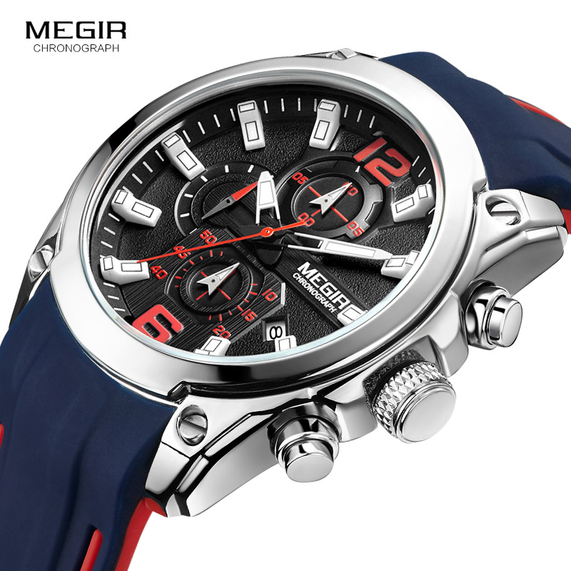 Megir Men's Chronograph นาฬิกา - Silicone Sport Band บทวิจารณ์และราคา
