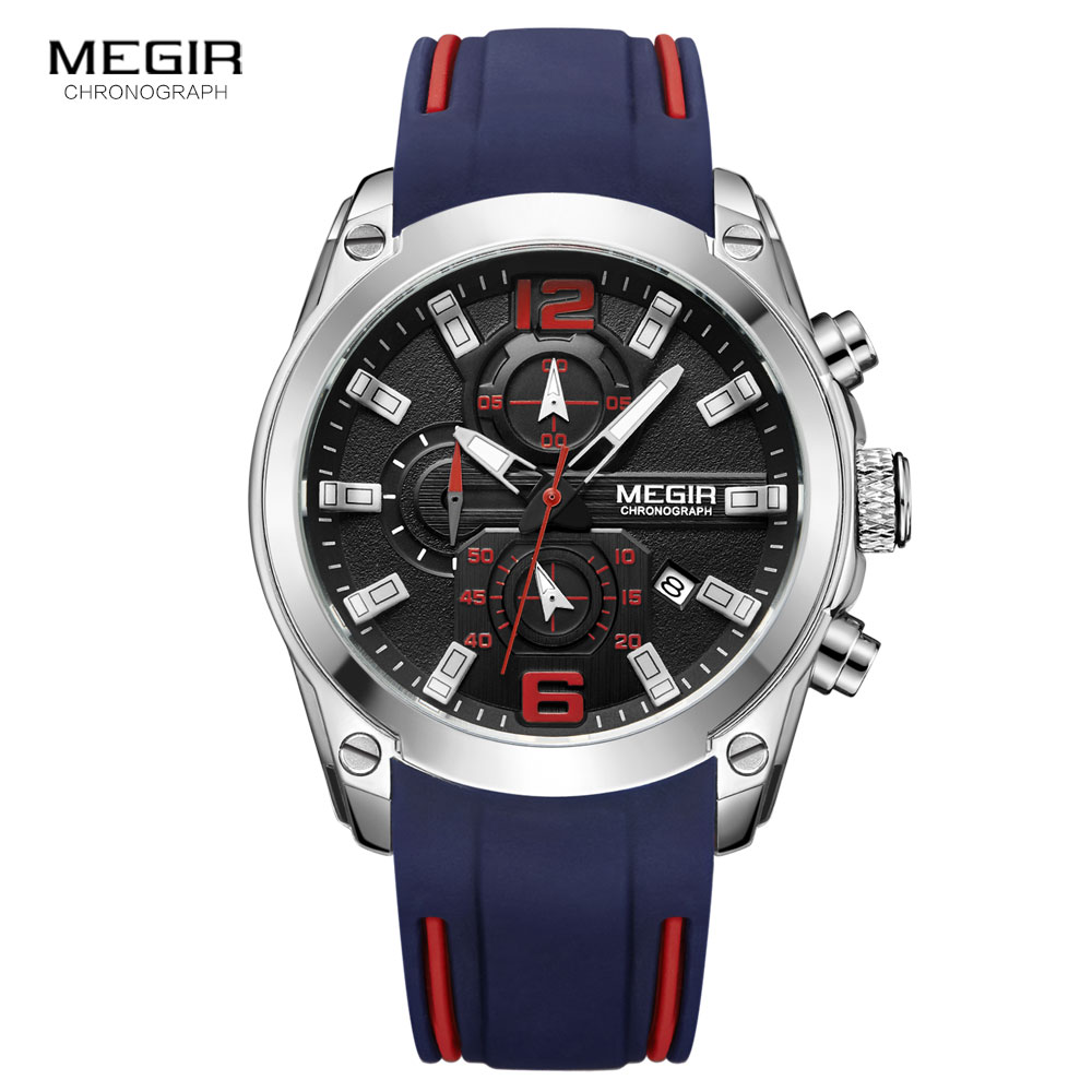 Megir Men's Chronograph นาฬิกา - Silicone Sport Band บทวิจารณ์และราคา