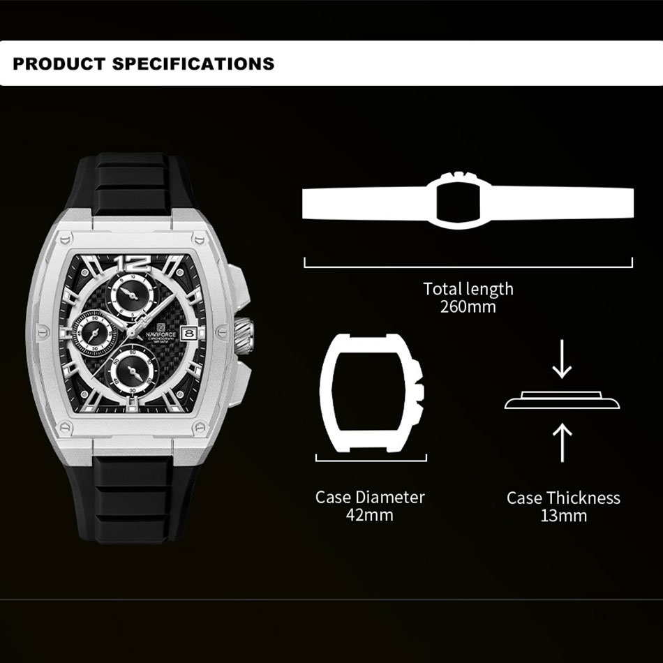 นาฬิกาข้อมือผู้ชาย NAVIFORCE ก - Silicone Sport Band บทวิจารณ์และราคา