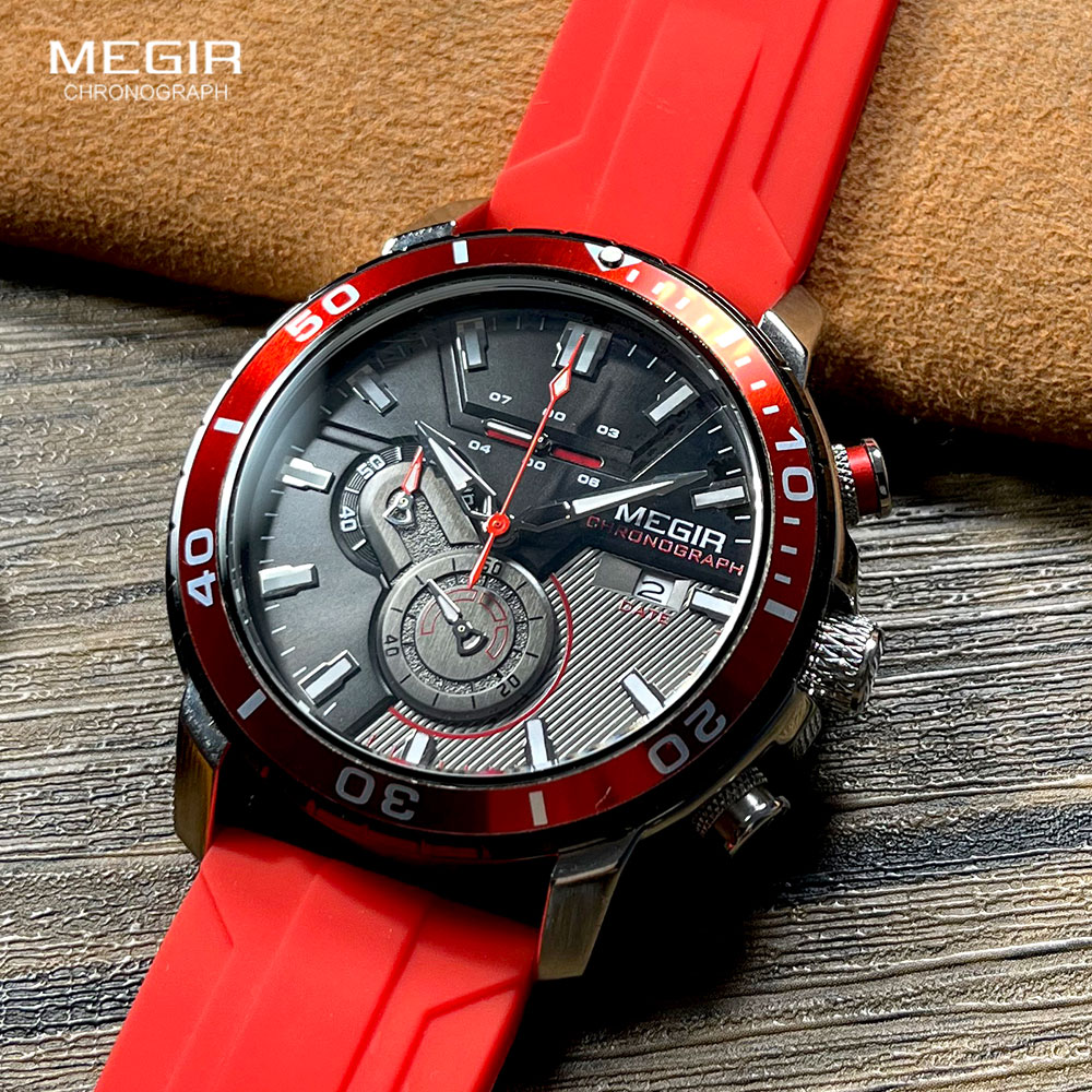 Megir นาฬิกาสปอร์ตสีส้มสำหรับผ - Silicone Sport Band บทวิจารณ์และราคา