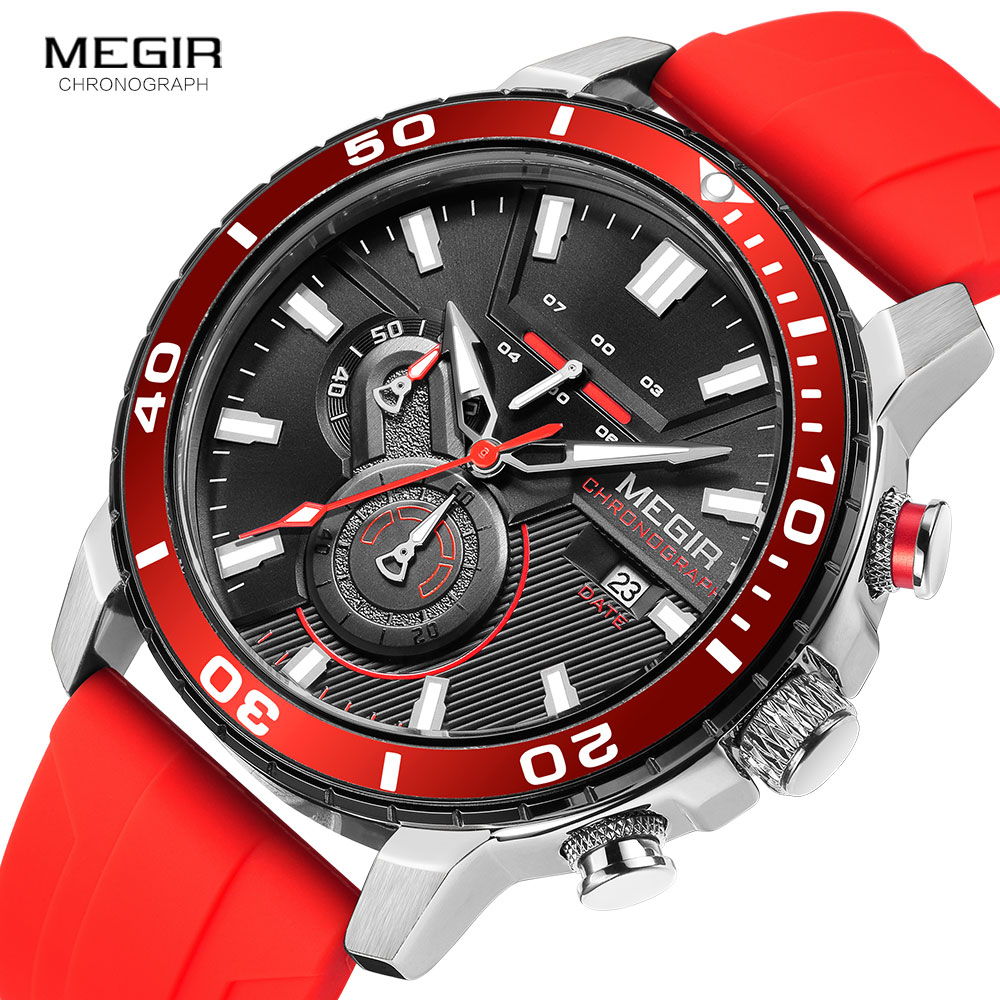 Megir นาฬิกาสปอร์ตสีส้มสำหรับผ - Silicone Sport Band บทวิจารณ์และราคา