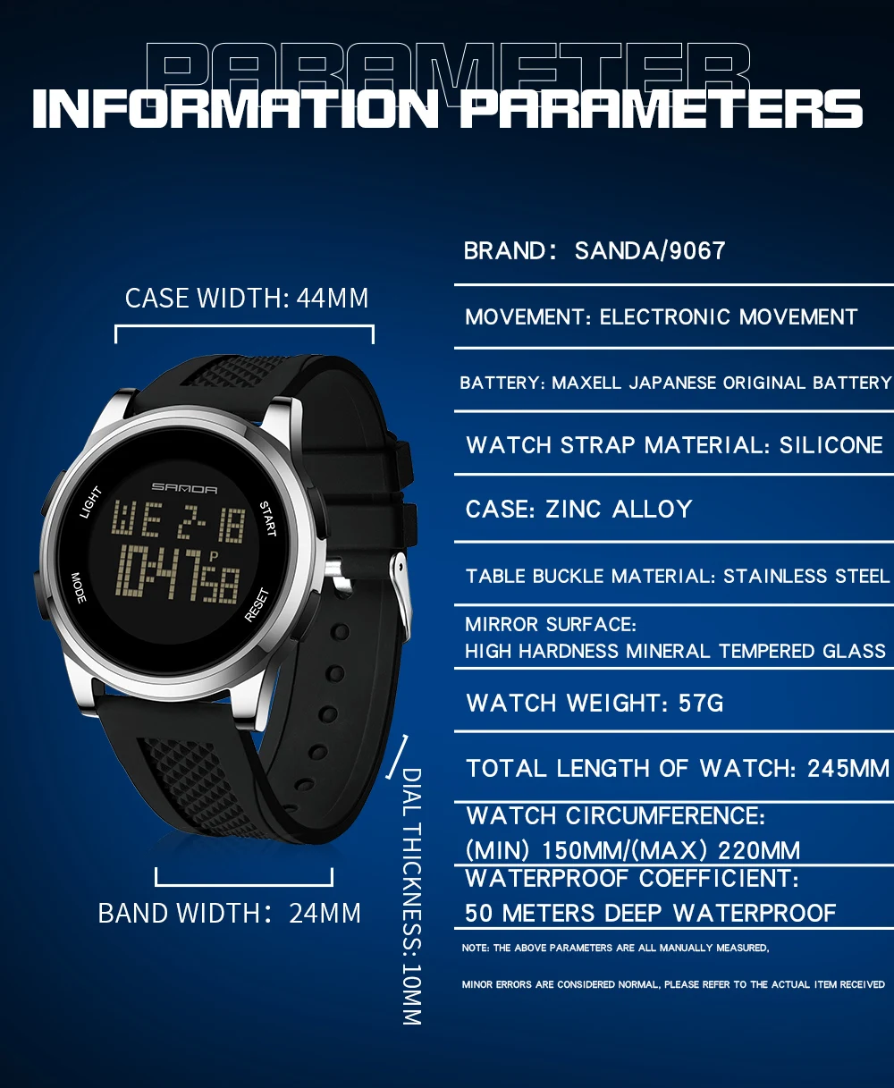 SANDA 9067 นาฬิกาดิจิตอลผู้ชาย - Smartwatch Army Watches For Men บทวิจารณ์และราคา