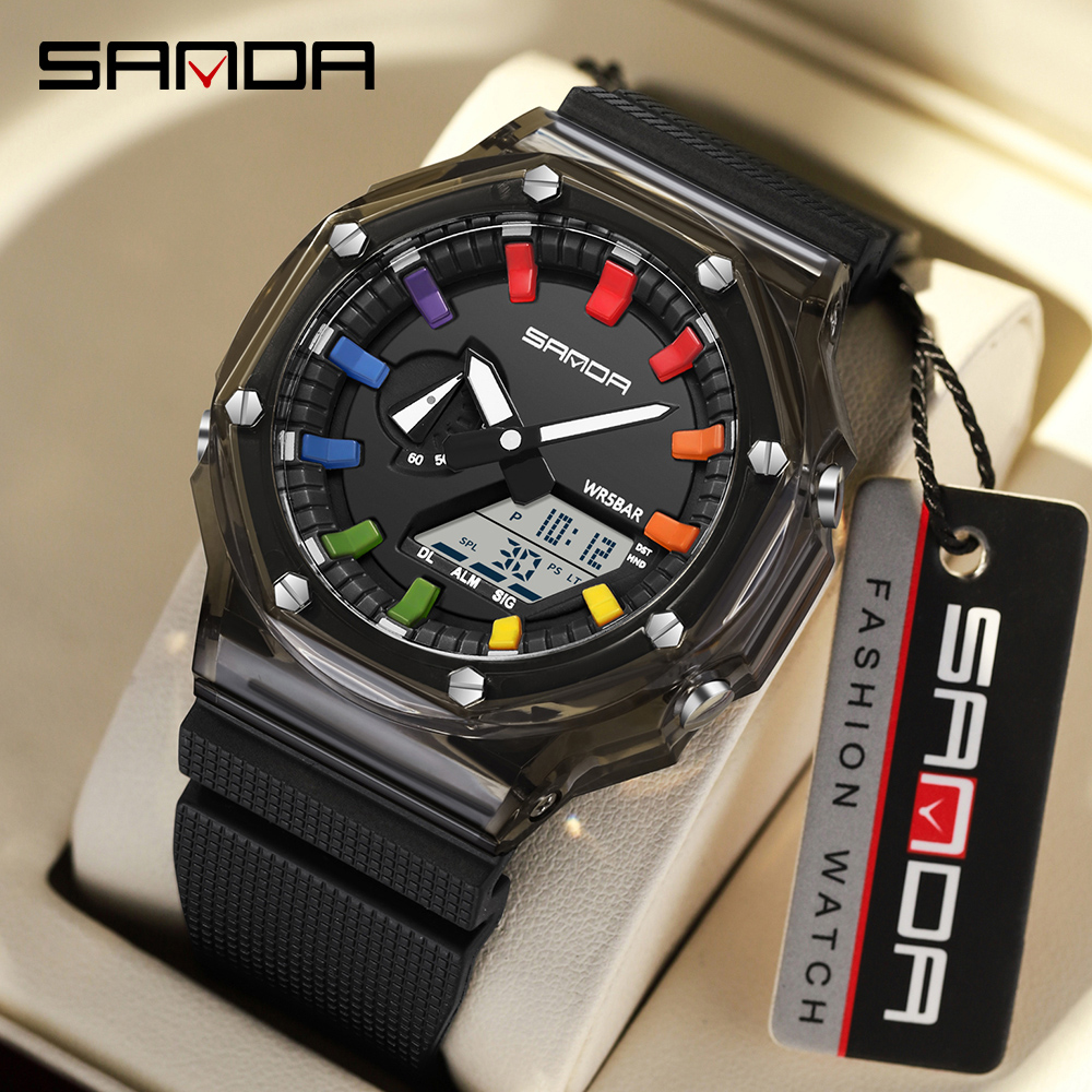 SANDA 3341 นาฬิกาดิจิตอล LED ผ - Smartwatch Army Watches For Men บทวิจารณ์และราคา