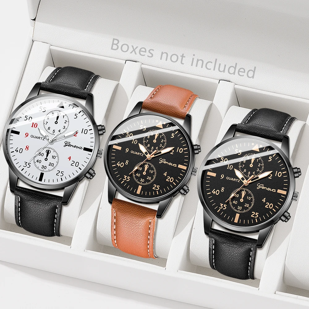 ชุดนาฬิกาข้อมือผู้ชาย Geneva C - Smartwatch Vintage Watches For Men บทวิจารณ์และราคา