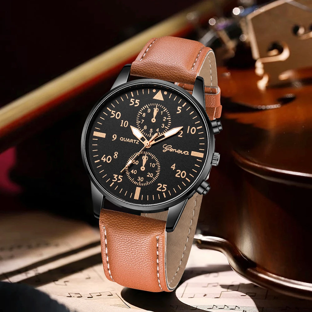 ชุดนาฬิกาข้อมือผู้ชาย Geneva C - Smartwatch Vintage Watches For Men บทวิจารณ์และราคา