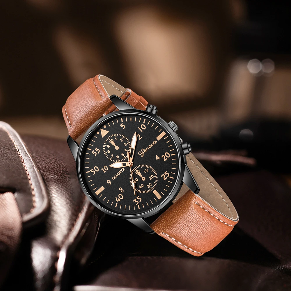 ชุดนาฬิกาข้อมือผู้ชาย Geneva C - Smartwatch Vintage Watches For Men บทวิจารณ์และราคา